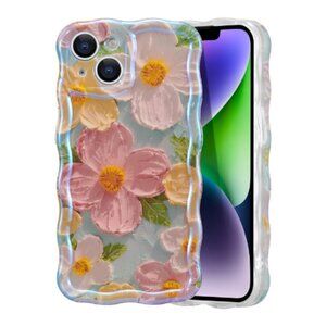 iPhone 13, Colorful Retro Oil Painting Printed Flower Case